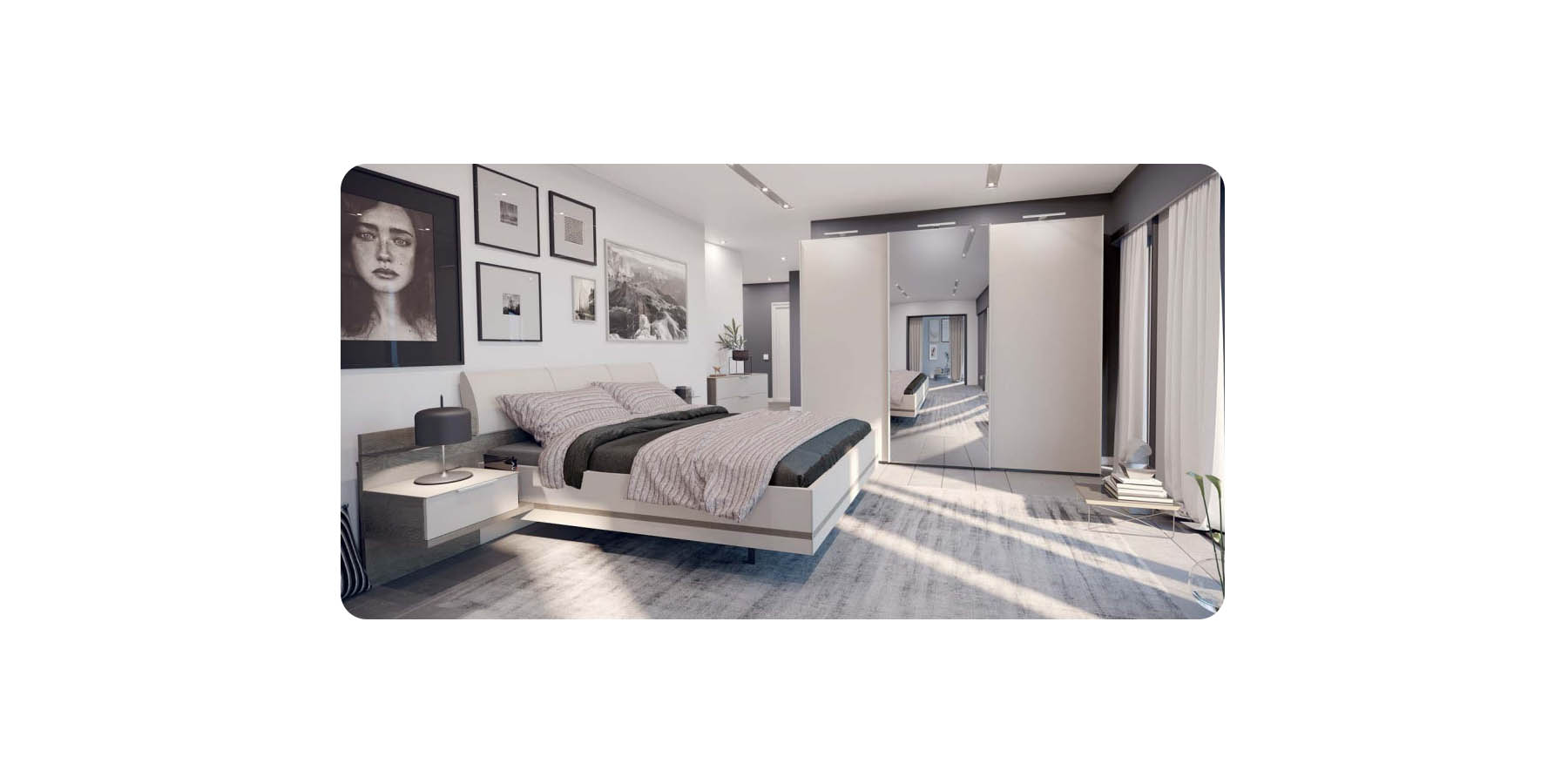 lit blanc bois moderne